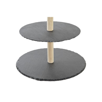 Užkandžių dėklas DKD Home Decor 3 pakopų stendas Bambukas Lenta 28 x 28 x 39,5 cm