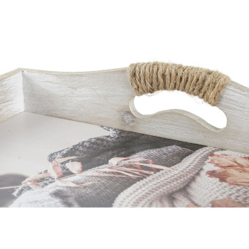 Padėklų rinkinys DKD Home Decor Spalvotas 40 x 30 x 6 cm Medžio MDF (2 vnt.)