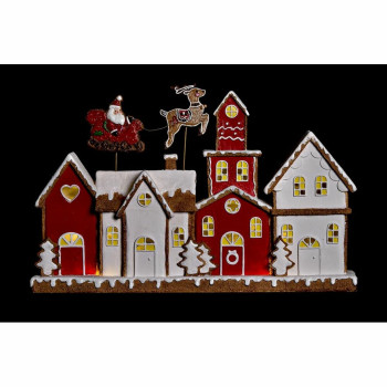 Jõuluehe DKD Home Decor Maja Valge Punane Vaik 41 x 7,5 x 27 cm,,,