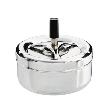 Ashtray Excellent Houseware With lid Rotating Silver Multicolour metal Stainless steel d 9,5 cm,,,