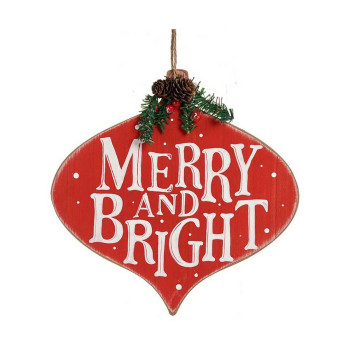 Rippkaunistus Krist+ Merry and  Bright Valge Punane Roheline Plastmass Puit MDF 30 x 3,5 x 30 cm,,,