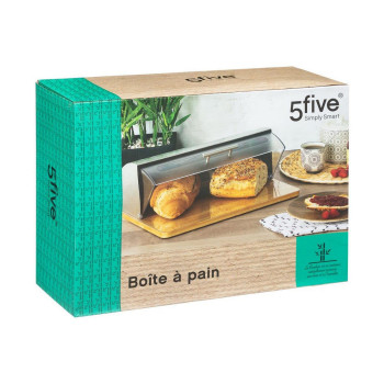 Duonos krepšelis 5five Simply Smart Bambou cuisine Sidabras Chromuotas 39 x 26,5 x 15,5 cm Medžio