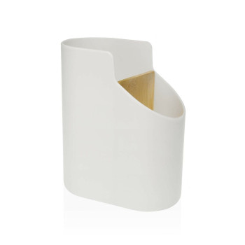 Pot for Kitchen Utensils Versa Bamboo ABS 8,5 x 17,6 x 15 cm White