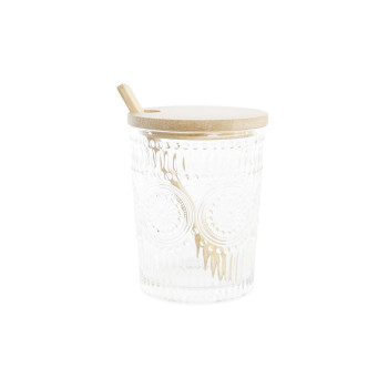 Cukraus dubuo DKD Home Decor Skaidrus Natūralus Bambukas Aliuminis Stiklas Borosilikatinis stiklas 300 ml 28 x 10 x 13,5 cm