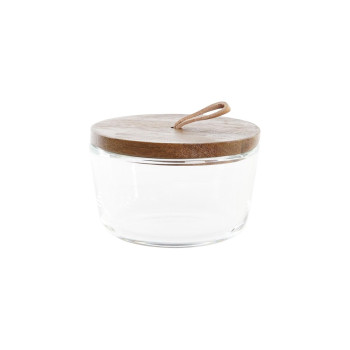Набор из 2 банок DKD Home Decor 20,5 x 10,5 x 7 cm Стеклянный Коричневый Прозрачный древесина акации 240 ml