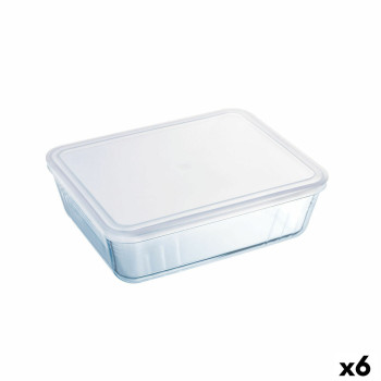 Rectangular Lunchbox with Lid Pyrex Cook &amp; Freeze 25 x 20 cm Transparent Silicone Glass 2,6 L (6 Units)
