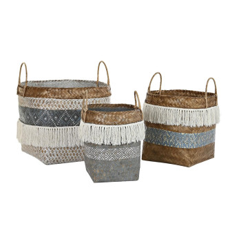 Grozs DKD Home Decor Balts Pelēks Dabisks Bambuss,,,