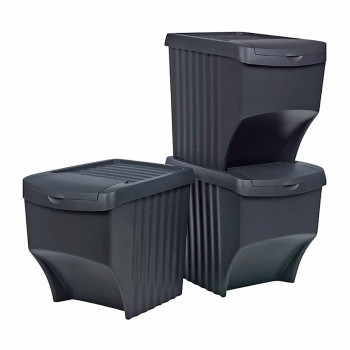 Atkārtoti Pārstrādājamo Atkritumu Tvertne Sortibox Melns Saliekams,,,