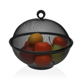 Vaisių dubuo Versa Juoda Su dangteliu Metalinis Plienas (28 x 28 x 28 cm)