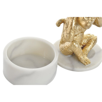 Декоративная фигура DKD Home Decor Белый Позолоченный Тропический Обезьяны 10,5 x 10,5 x 18,5 cm (3 Предметы)