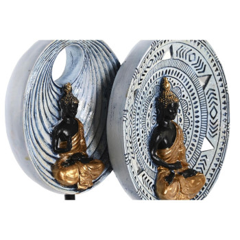 Dekoratīvās figūriņas DKD Home Decor 25 x 6,7 x 25,6 cm Bēšs Zils Buda Austrumniecisks (2 gb.),,,