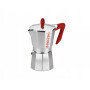 KAFFETTIERA ESPRESSO COFFEE MAKER  9 TASĪTĒM, AR SARKANIEM PEN URIEM, ALUMĪNIJS, PEDRINI