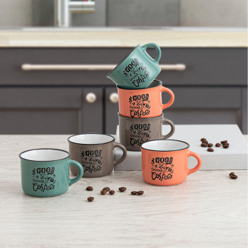 Kruuside Komplekt Quid Frappe Deco Keraamiline 80 ml Mitmevärviline