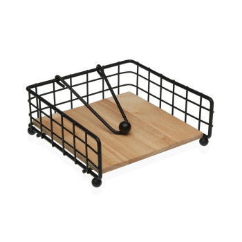 Salvešu Turētājs Versa Melns Koks Tērauds Dzelzs Kaučuka koks 19,5 x 7 x 19,5 cm