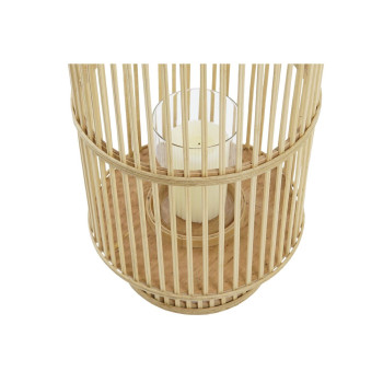 Svečturis DKD Home Decor Stikls Bambuss (26 x 26 x 69 cm),,,