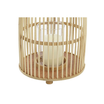 Svečturis DKD Home Decor Stikls Bambuss (25 x 25 x 56 cm),,,