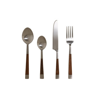 Cutlery DKD Home Decor Natural Silver Stainless steel Acacia (4,5 x 2 x 20 cm),,,,
