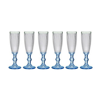 Šampano taurė Vivalto PR05720ZD/BHA6 BLUE Mėlyna Skaidrus stiklas 180 ml Taškai (6 vnt.)