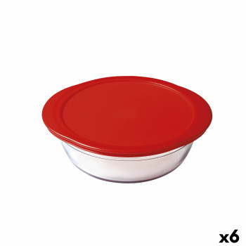 ümmargune lõunasöögi karp kaanega Ô Cuisine Cook&store Ocu Punane 2,3 L 27 x 24 x 8 cm Klaas Silikoon (6 Ühikut)