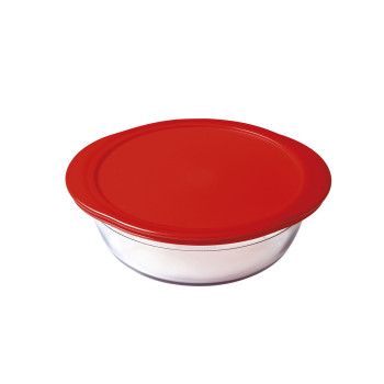 ümmargune lõunasöögi karp kaanega Ô Cuisine Cook&store Ocu Punane 2,3 L 27 x 24 x 8 cm Klaas Silikoon (6 Ühikut)