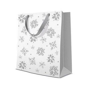 GIFT PACKAGE  25X20X10CM GLITTER SNOWFLAKES, Paw Decor Collection