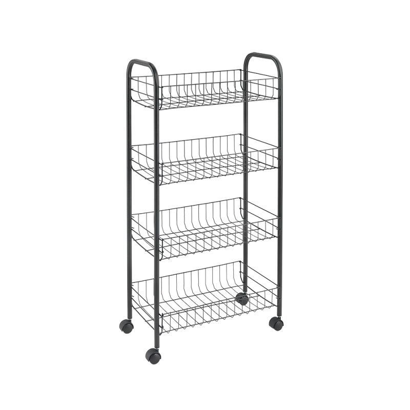 LAVA ASCONA PLAUKTS UZ RITEŅIEM 41X23X84CM, 4-STĀVU, MELNS, NER.TĒR., Metaltex