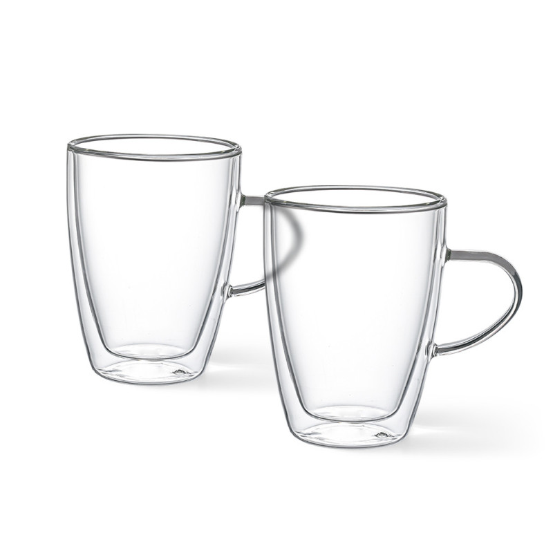 Set of 2 Double Wall Mugs 350 ml (Borosilicate Glass)
