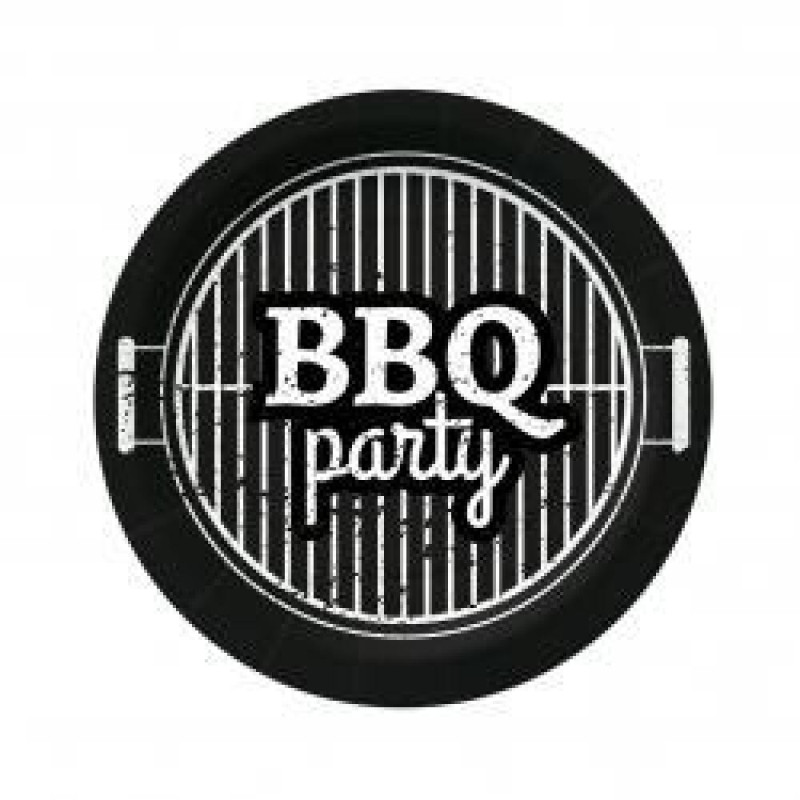 BBQ PARTY BLACK БУМАГА  ТАРЕЛКИ  18CM 10GB, 0.091KG/IEP, Paw Decor Collection