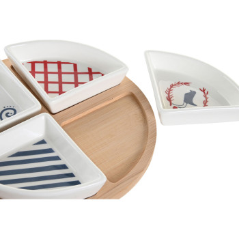 Set za Predjelo DKD Home Decor 21,5 x 21,5 x 1 cm Punane Sinine Valge Keraamika Vahemere Majad