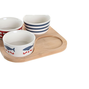 Комплект для аперитива DKD Home Decor 19,7 x 19,7 x 1 cm Натуральный Красный Синий Белый Керамика Средиземноморье Дома