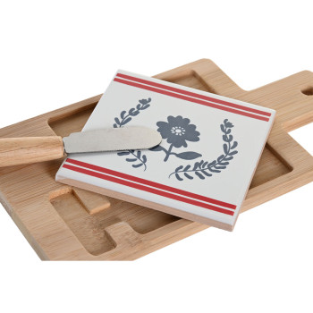 Set za Predjelo DKD Home Decor 21,5 x 11,8 x 1,5 cm Naturaalne Punane Sinine Valge Keraamika Vahemere Majad