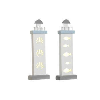 Декоративная фигура DKD Home Decor 14 x 5,5 x 40 cm Синий Белый маяк Спирали оболочка Средиземноморье (2 штук)
