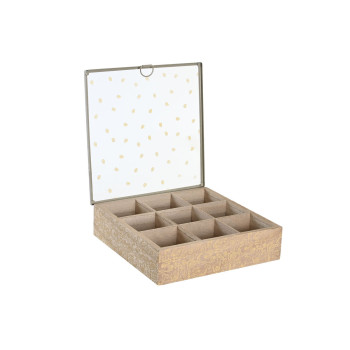 Infusioonide Karp DKD Home Decor 24 x 24 x 6,5 cm Kristall Naturaalne Sinine Roosa Metall Valge 3 Tükid, osad Puit MDF