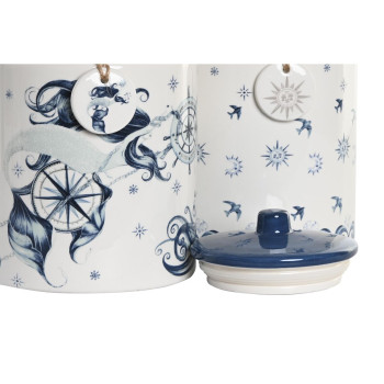 лодка DKD Home Decor Синий 15 x 15 x 21 cm Белый Dolomite (2 штук)