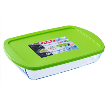 Nelinurkne Kaanega Lõunasöögikarp Pyrex Cook & store Läbipaistev Silikoon Klaas (4,5 L) (4 Ühikut)
