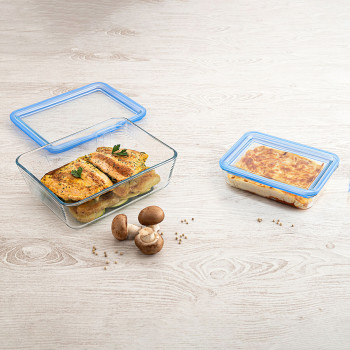 hermeetiline lõunasöögi karp Pyrex Pure Glass Läbipaistev Klaas (2,6 L) (4 Ühikut)