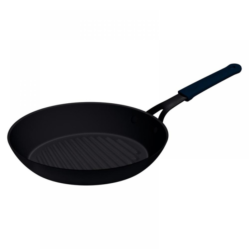 PROFESSIONAL ČUGUNA GRILL PAN  30CM, AR SILIKONA UZMAVU PEN URIM, black , Tramontina