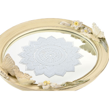 Centerpiece DKD Home Decor Beige Resin Mirror 24 x 22,6 x 18 cm,,,