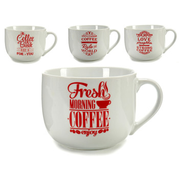 Puodelis Coffee Porcelianas Raudona Balta 500 ml 24 vnt.