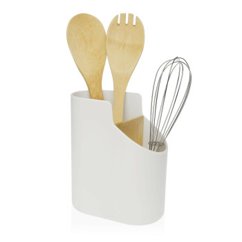 Puodas virtuviniams indams Versa Bambukas ABS 8,5 x 17,6 x 15 cm Balta