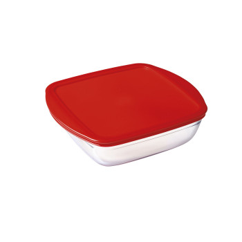 kandiline lõunasöögi karp kaanega Ô Cuisine Cook&store Ocu Punane 25 x 22 x 7 cm 2,2 L Klaas Silikoon (5 Ühikut)