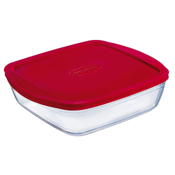 Nelinurkne Kaanega Lõunasöögikarp Ô Cuisine Cook&store Ocu Punane 2,5 L 28 x 20 x 8 cm Silikoon Klaas (5 Ühikut)