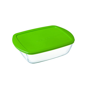 Nelinurkne Kaanega Lõunasöögikarp Pyrex Cook & Store Roheline 1,1 L 23 x 15 x 7 cm Silikoon Klaas (6 Ühikut)