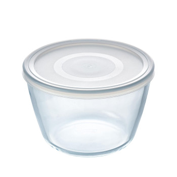 ümmargune lõunasöögi karp kaanega Pyrex Cook & Freeze 1,6 L 17 x 17 x 12 cm Läbipaistev Silikoon Klaas (4 Ühikut)