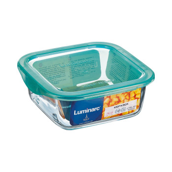 Kvadratinė pietų dėžutė su dangteliu Luminarc Keep'n Lagon 10 x 5,4 cm Turkis 380 ml Dvispalviais stiklas (6 vnt.)