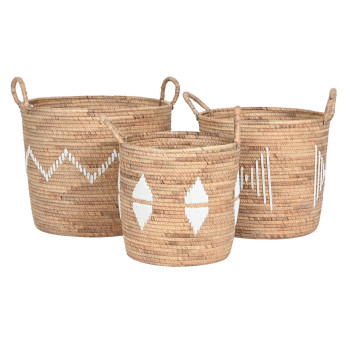 Набор корзин DKD Home Decor Белый Натуральный Веревка Морская трава Boho 46 x 46 x 48 cm