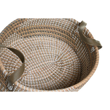 Krepšelio rinkinys DKD Home Decor Ruda Natūralus Poliuretanas Jūros dumbliai Tropinis 45 x 35 x 18 cm 45 x 34 x 27 cm 2 Dalys,,,