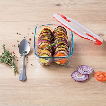hermeetiline lõunasöögi karp Pyrex Cook & Heat 2,5 L Läbipaistev Klaas (4 Ühikut)