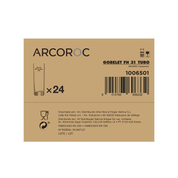Stiklinių rinkinys Arcoroc Tubo Skaidrus stiklas 300 ml Vamzdis (24 vnt.)