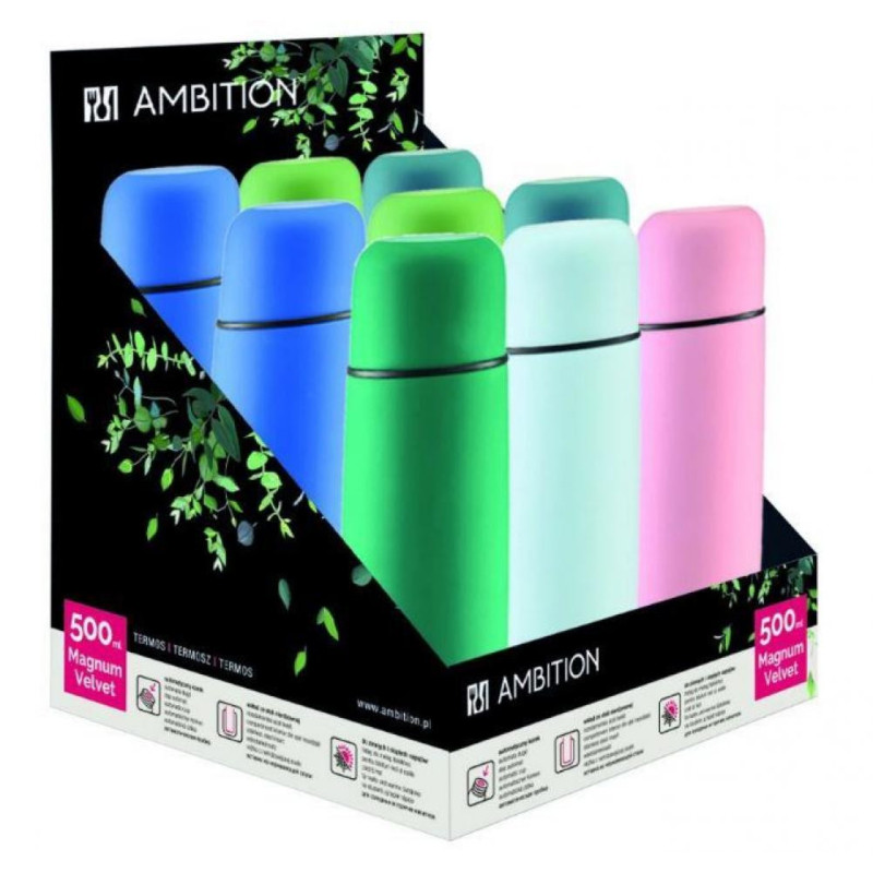 VELVET THERMOS  500ML, ASORT.KRĀSAS, NER.TĒR., Ambition